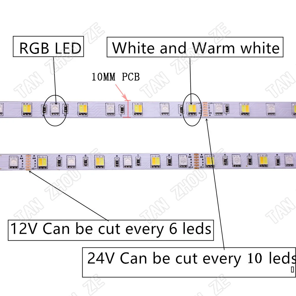 DC12V 24V 5050 Светодиодные ленты RGBW гибкий светодиодный светильник 60LED/м NW 4000K УФ IP20/IP65