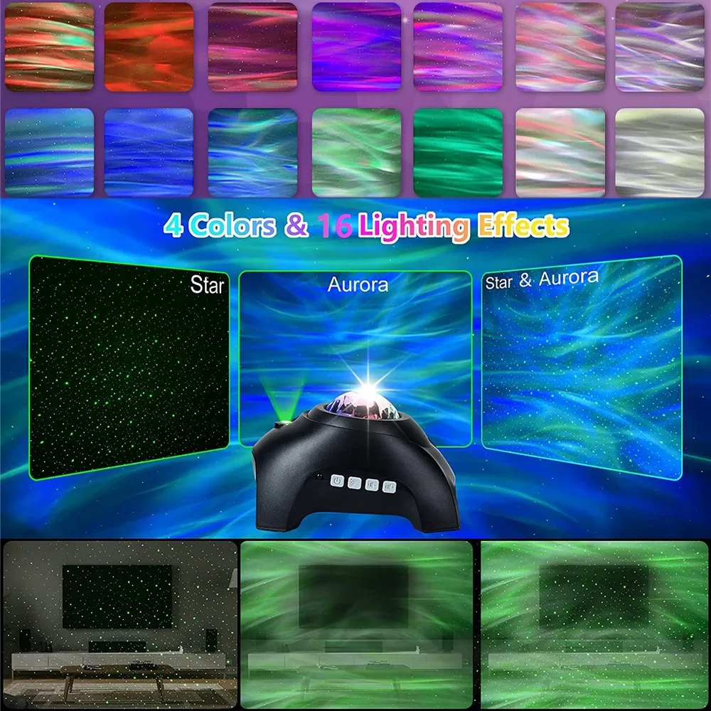 Проектор Aurora Star Projector Galaxy вращающаяся Светодиодная лампа с музыкальными