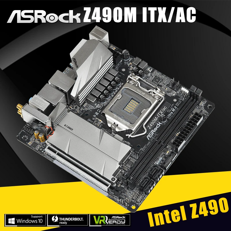 Günstig ASRock Z490M-ITX/ac ITX Intel Z490 10th Generation Core/Pentium/Celeron DDR4 M.2 SATA III USB 3,1 64GB LGA 1200 Motherboar NEUE