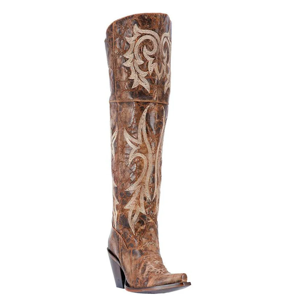 

Women Jilted Knee High Western Boots