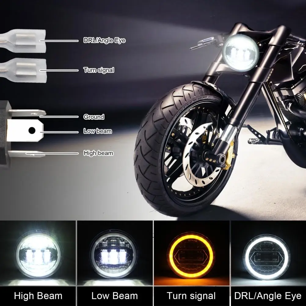

5.75 IN LED Motorcycle Headlight Angel Eyes Lamp Waterproof Durable Motorcycle Driving Light
