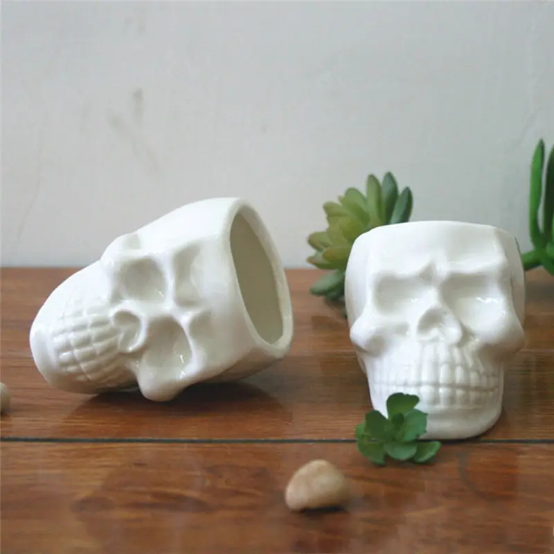 Мини керамическая кружка в форме черепа горшечные Цветочные растения горшок