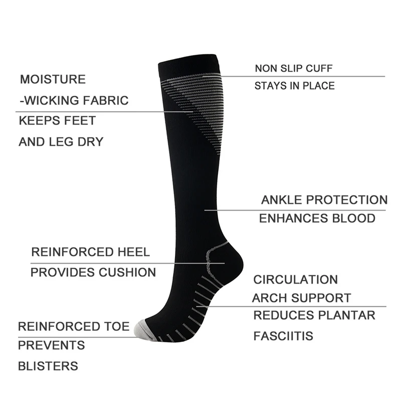 Спортивные Компрессионные носки для мужчин и женщин марафона Длинные дышащие