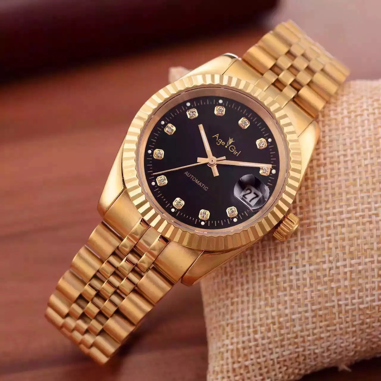 Gold Black Роскошные брендовые новые из нержавеющей стали сапфировые водонепроницаемые часы Мужские автоматические механические бриллианты серебро золото черный белый Datejust - Цвет: Gold Black