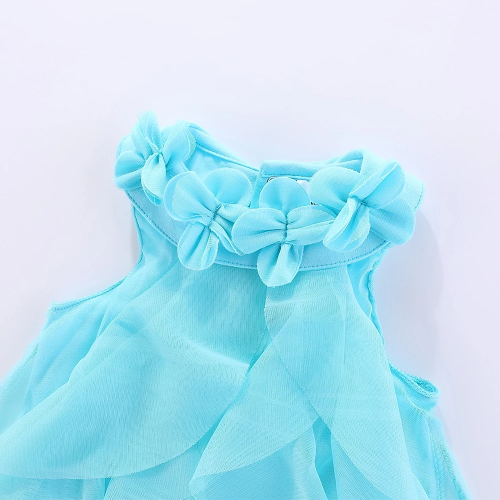 

LittleSpring Toddler Girls Dress Flower Back Button Chiffon Mesh Princess Dress for Girls