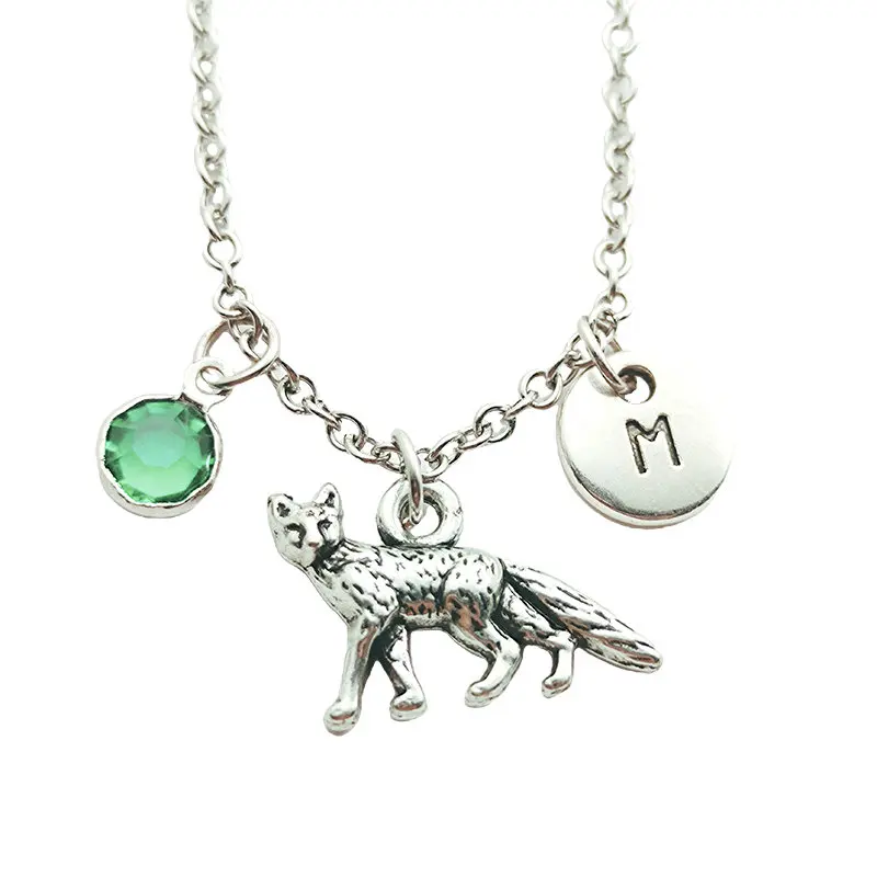 Новое ожерелье в виде животного лисы камень талисман креативная буква