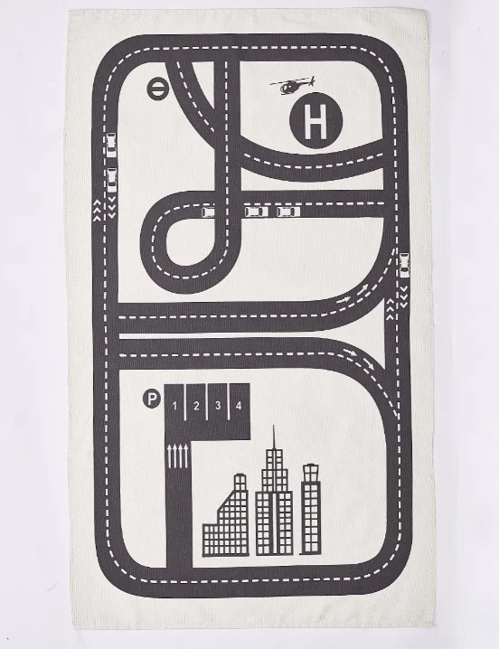 Детский игровой коврик прямоугольный ковер мультяшный автомобиль дорога хопски