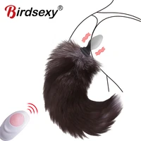 anal vibrator with fox tail dildo anal plug remote control anus dilator for women adult cosplay accessories vibrating butt plug