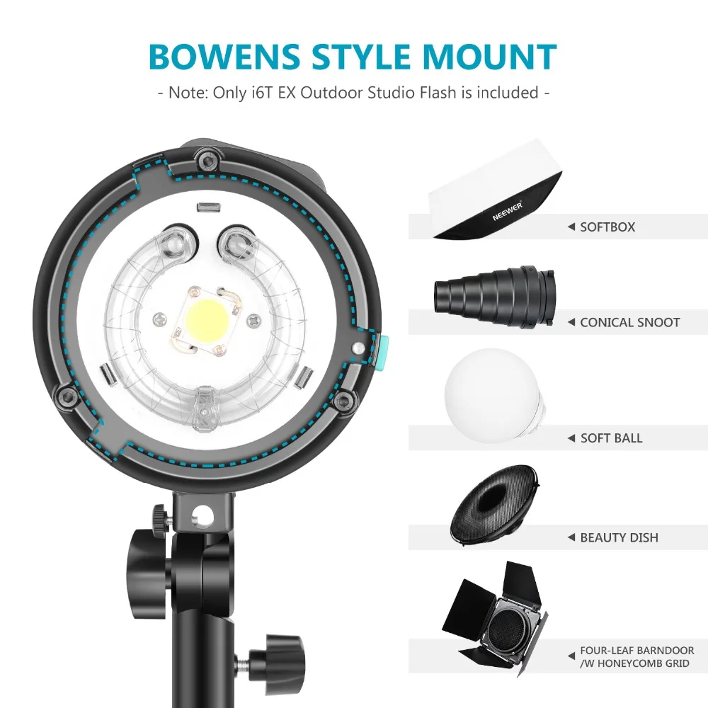 Neewer i6T EX 600W 2,4G ttl Studio Strobe 1/8000 HSS вспышка моносвет совместима с sony, беспроводной триггер/моделирующая лампа/Recycl