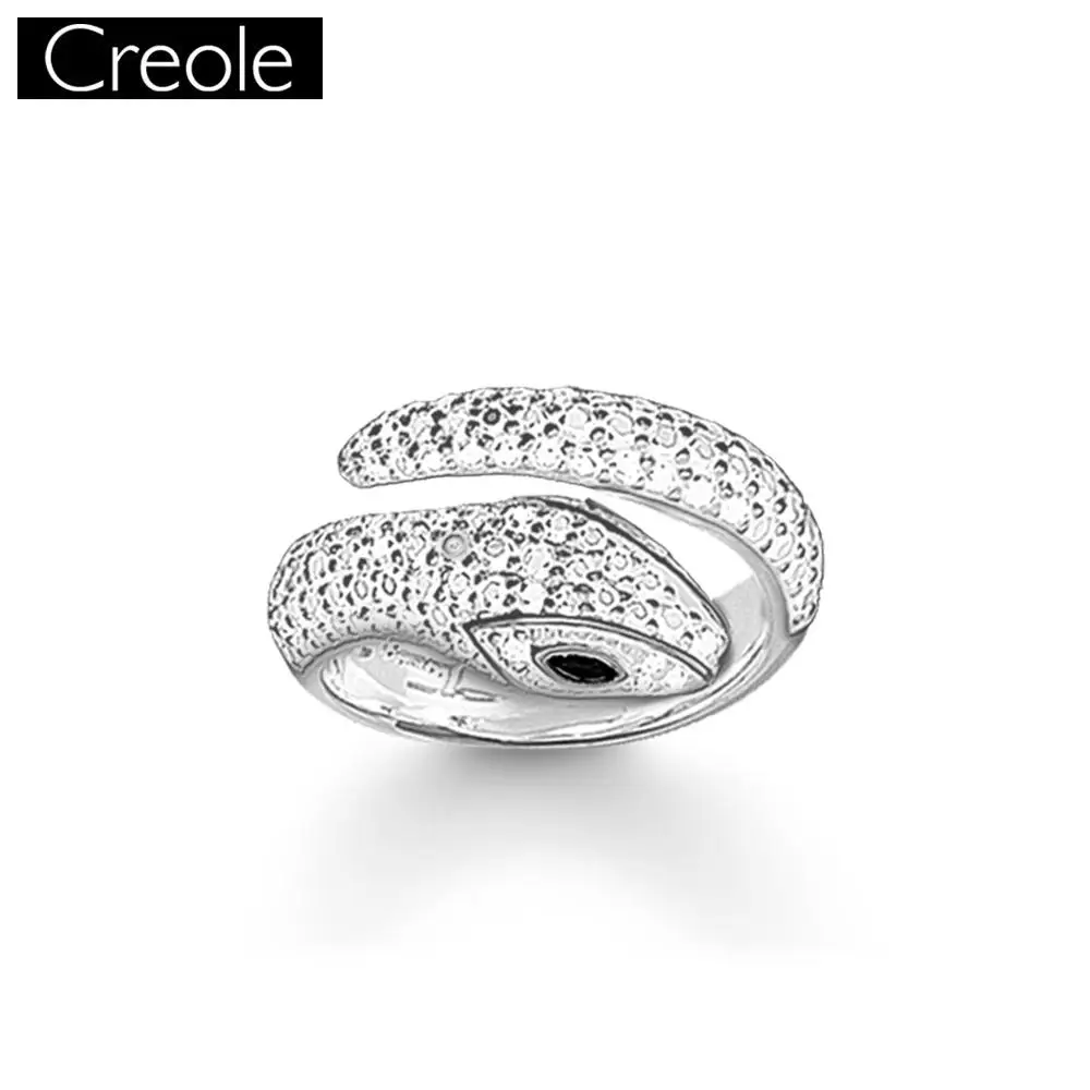 

Rings White Snake 925 Sterling Silver & CZ Pave Vintage Gift For Women Europe style Heart Ring New Fashion Jewelry