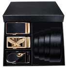 Hi-Tie 2020, известный бренд, ремни для мужчин, черный, коровья кожа, натуральная кожа, пояс и Подарочная коробка, бизнес, золото, автоматическая пряжка, мужской роскошный ремень