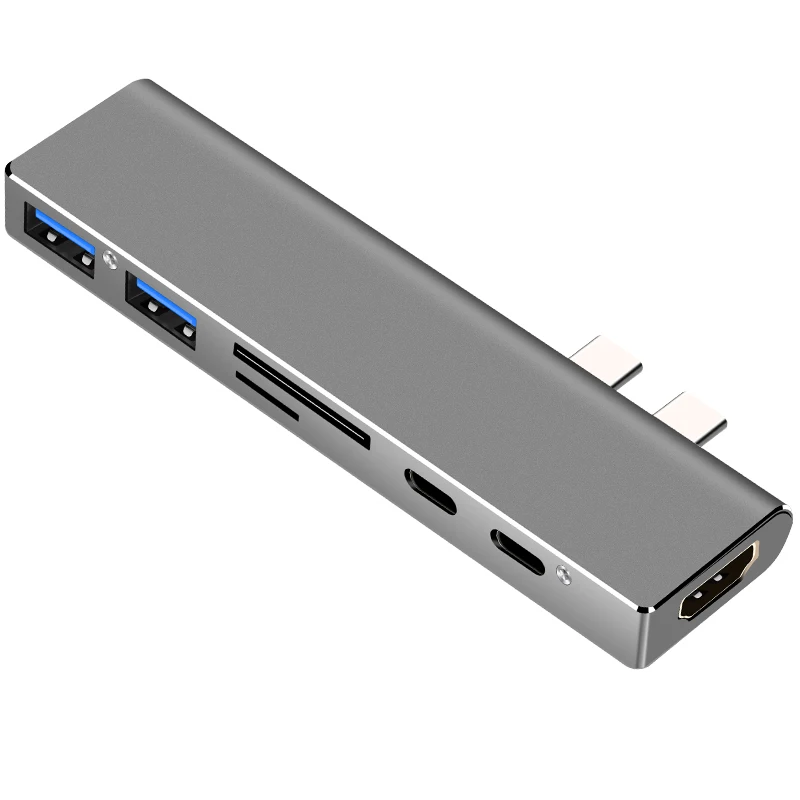 

New Ingelon Thunderbolt 3 Dock 7in1 USB-C Hub Dual Type-C Multiport Card Reader USB3.1 Charge Adapter 4K HDMI for MacBook Pro