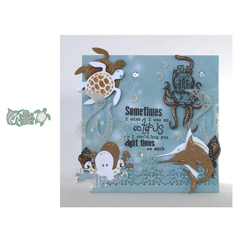 

LLove CCraft Metal cutting dies craft mold Turtle octopus & dolphin Scrapbook paper craft knife mould blade punch stencils dies