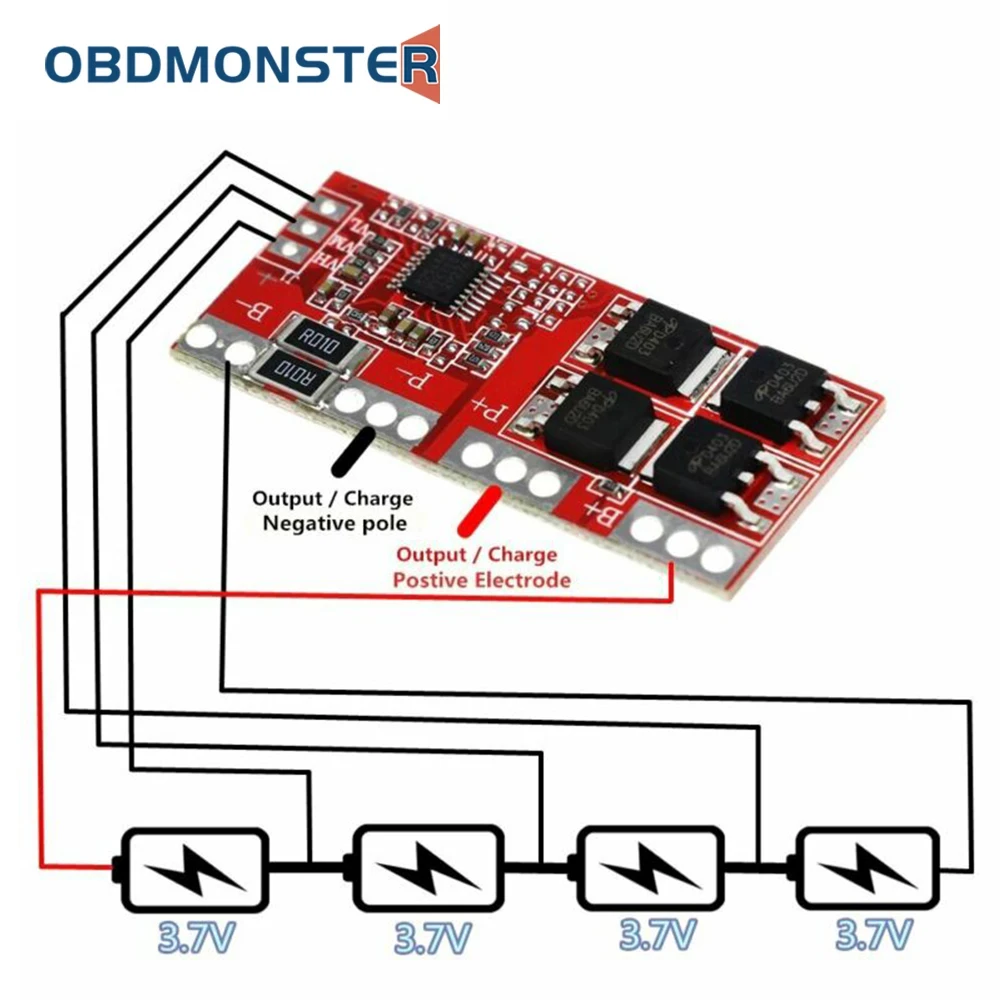 

4S 3.7V 30A Li-Ion Balance BMS Protection PCB Board 16.8V