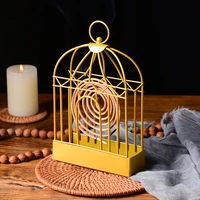 creative nordic birdcage wrought iron mosquito repellent coil holder with ash tray household mosquito coil tray home decoration
