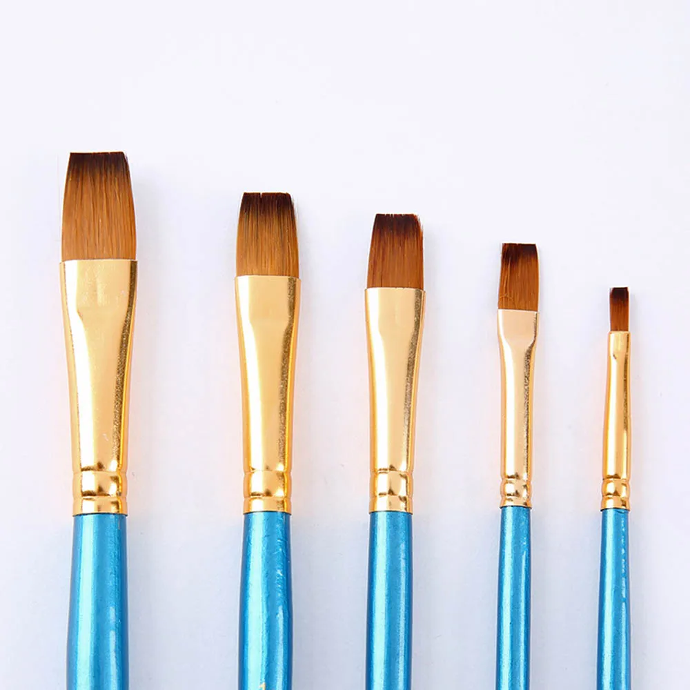 

Artist Paint Brush Set 5pcs High Quality Nylon Hair Wood Black Handle Watercolor Acrylic Oil Brush Painting Art Supplies