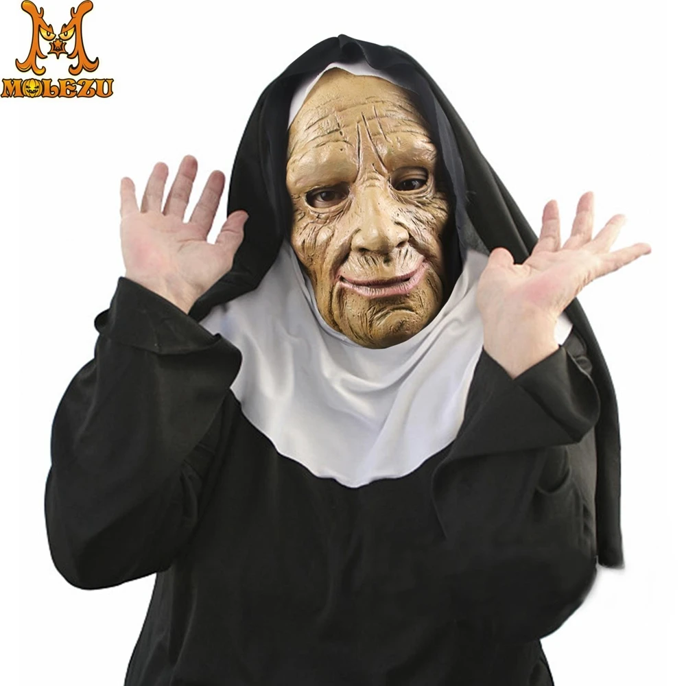 Маска монахини Molezu с вуалью латексный костюм на Хэллоуин реквизит маска для лица