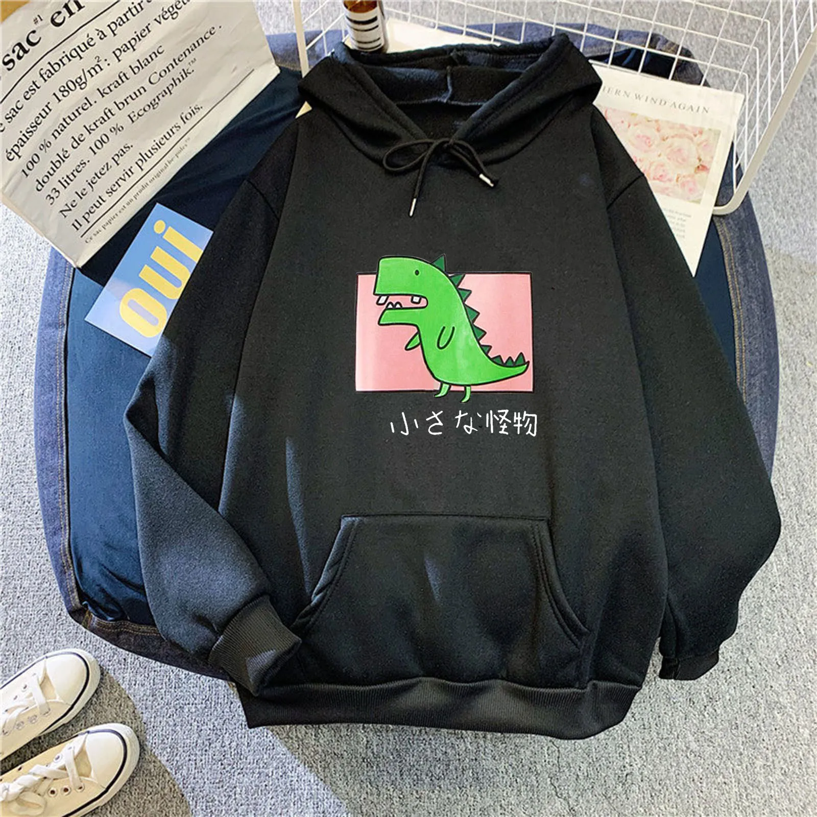 Koean Style 2021Women's kawaii anime Print Long-sleeved Sweatshirt  Casual aesthetic Pullover худи оверсайз