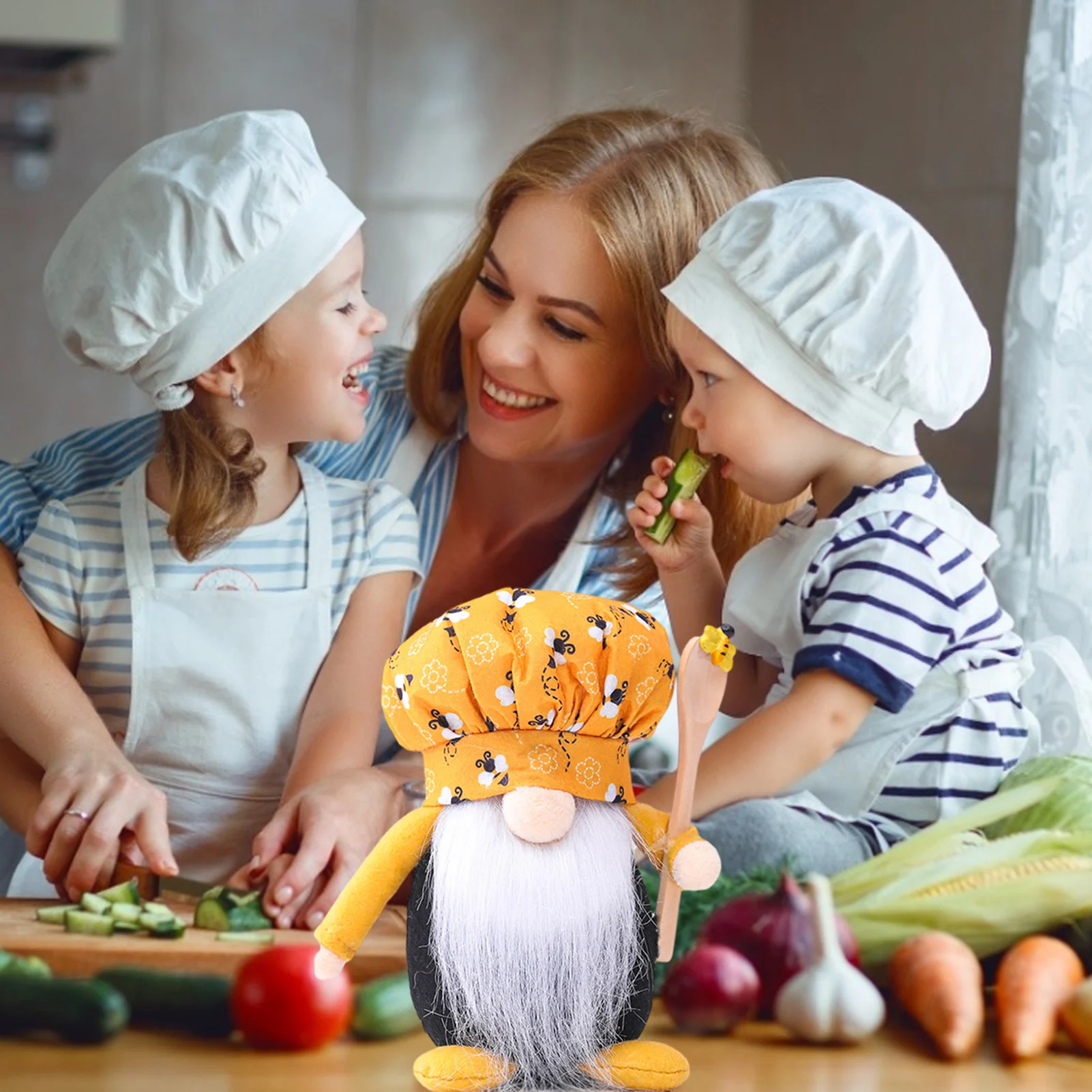 

Cute Bee Doll Stuffed Soft Insect Doll Plush Toy Bee Festival Plush Chef Gnome Swedish Tomte Tabletop Elf Ornament