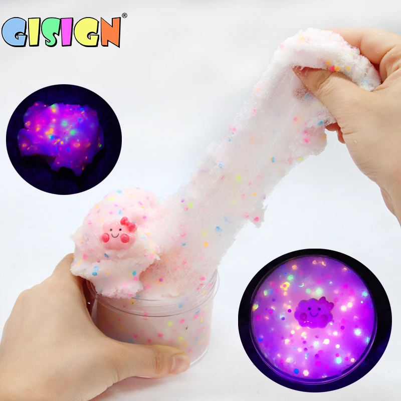 New Rainbow Sequin Illuminate DIY Slime Animal Puff Glue Cloud Crystal  Fruit Mud Slime Kit Fluffy Clay Toy Kids Gifts