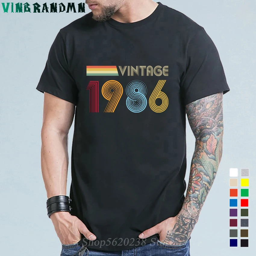 

Novelty 80s Clothing Vintage 1986 T shirts men 35th Birthday Perfect Gifts tee shirts Legends Born in 1986 Short Sleeve T-shirts