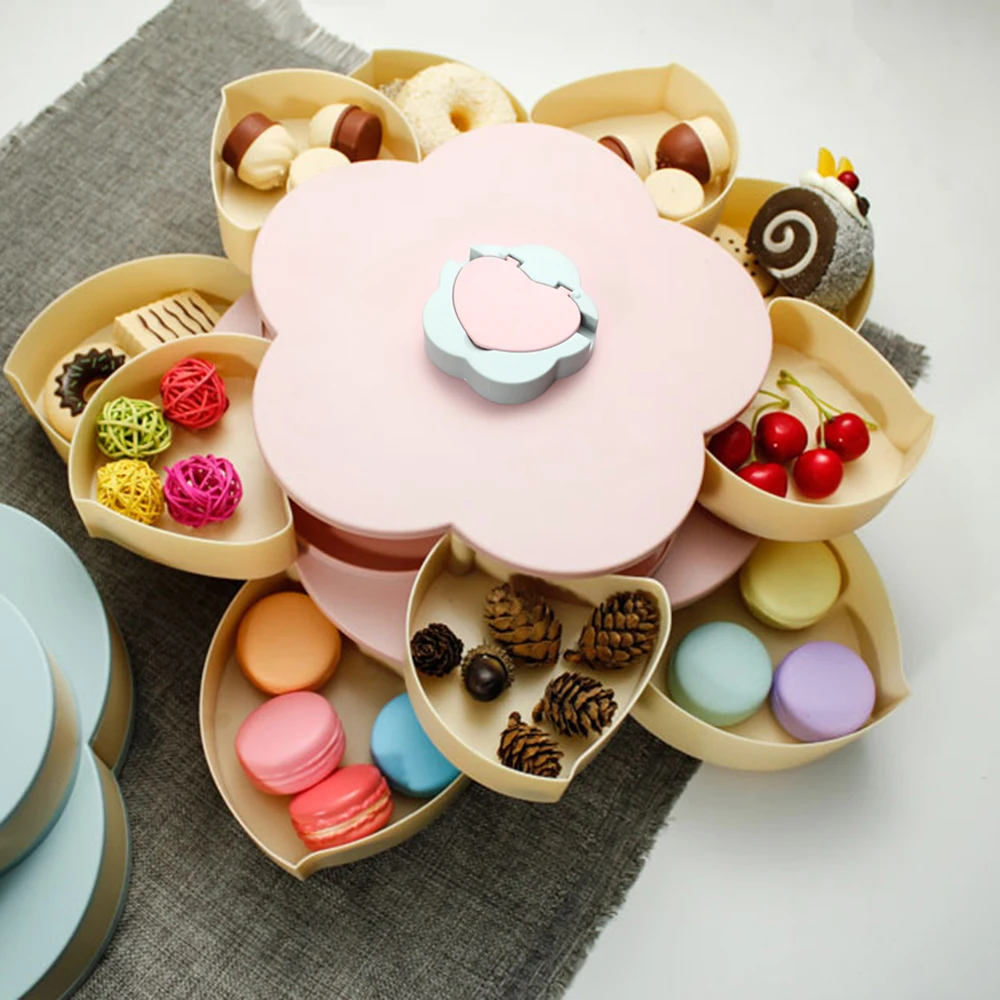 Двойной Слои коробок для закусок из конфетные тарелки хранения Организатор