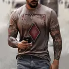 Мужская футболка с коротким рукавом, круглым вырезом и принтом в виде покера