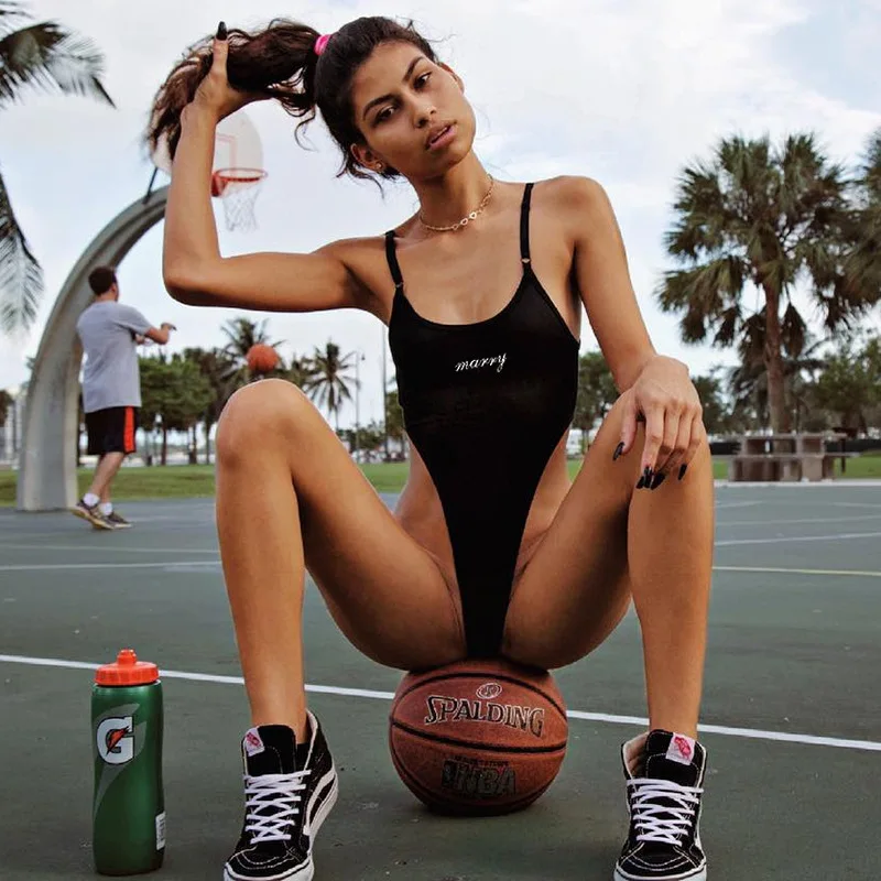 Женский купальник с буквенным принтом бикини 2021 сексуальное черное боди на