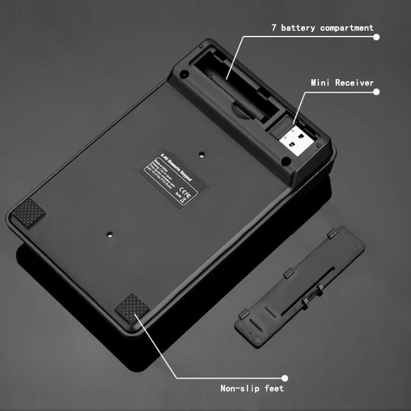 Миниатюрная беспроводная цифровая клавиатура 2 4 ГГц с USB 19 клавиш цифровой
