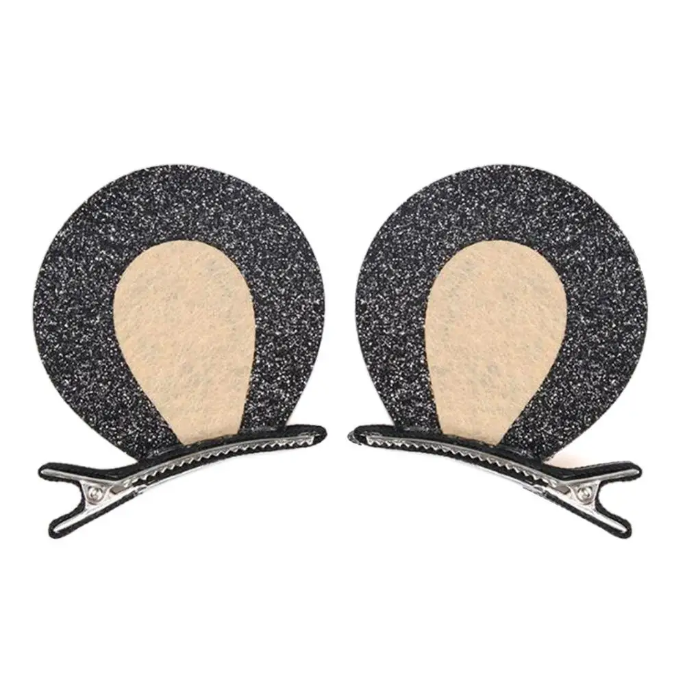 Bear Ear Beige 2 шт./компл. милый Заколки для волос для девочек, с блестками радужные Войлок Ткань цветы заколки для волос с украшением в виде кошачьих ушек зайчика заколки детские аксессуары для волос - Цвет: Bear Ear Beige