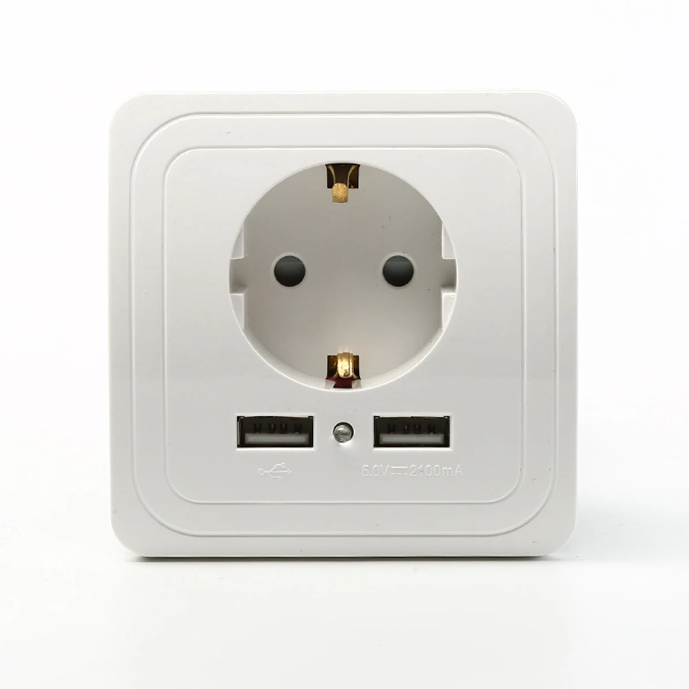 Настенное зарядное устройство с двумя USB портами 5 В 2 А|Удлинители электрические|