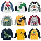 Футболки с длинным рукавом для мальчиков, Детская Хлопковая футболка с мультяшным рисунком динозавра, топы для маленьких девочек, детские футболки, одежда для младенцев