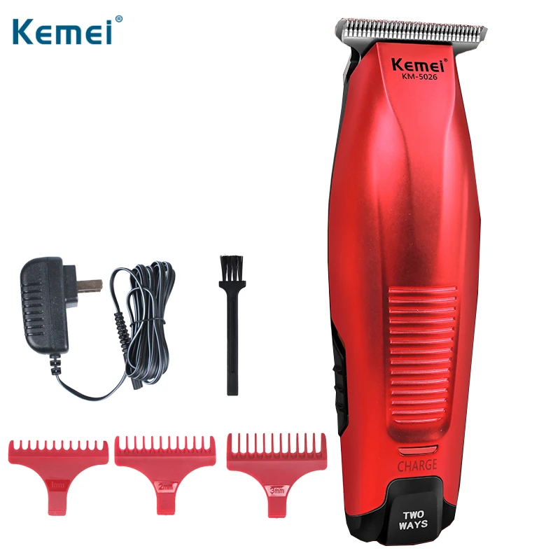 

Kemei Professional Hair Clipper Cordless 0mm Baldheaded Hair Beard Trimmer Red Color Precision Hair Cutter Haircut Machine