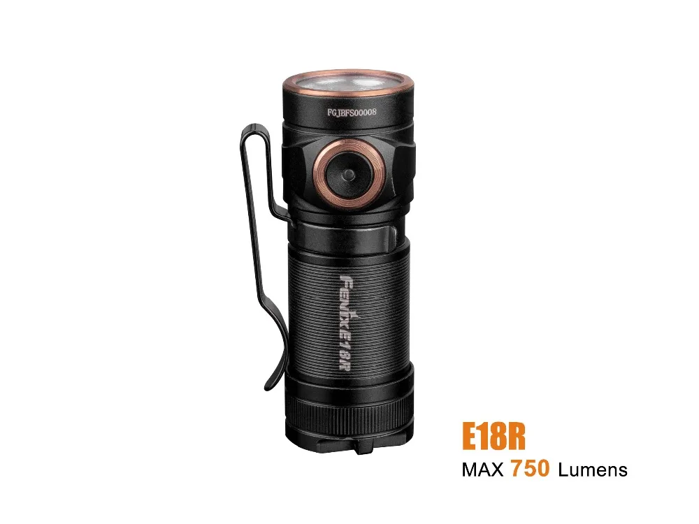Fenix E18R 750 люмен CREE светодиодный USB Перезаряжаемый EDC/брелок фонарик с батареей