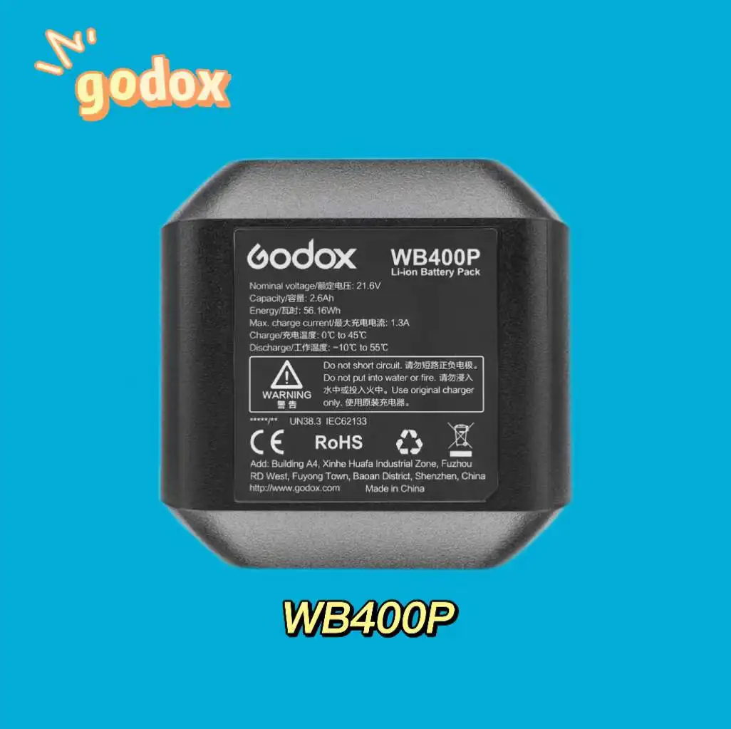 

Godox AD400PRO WB400P Li-ion Battery External Flash Light Camera Lamp Power Battery Backup