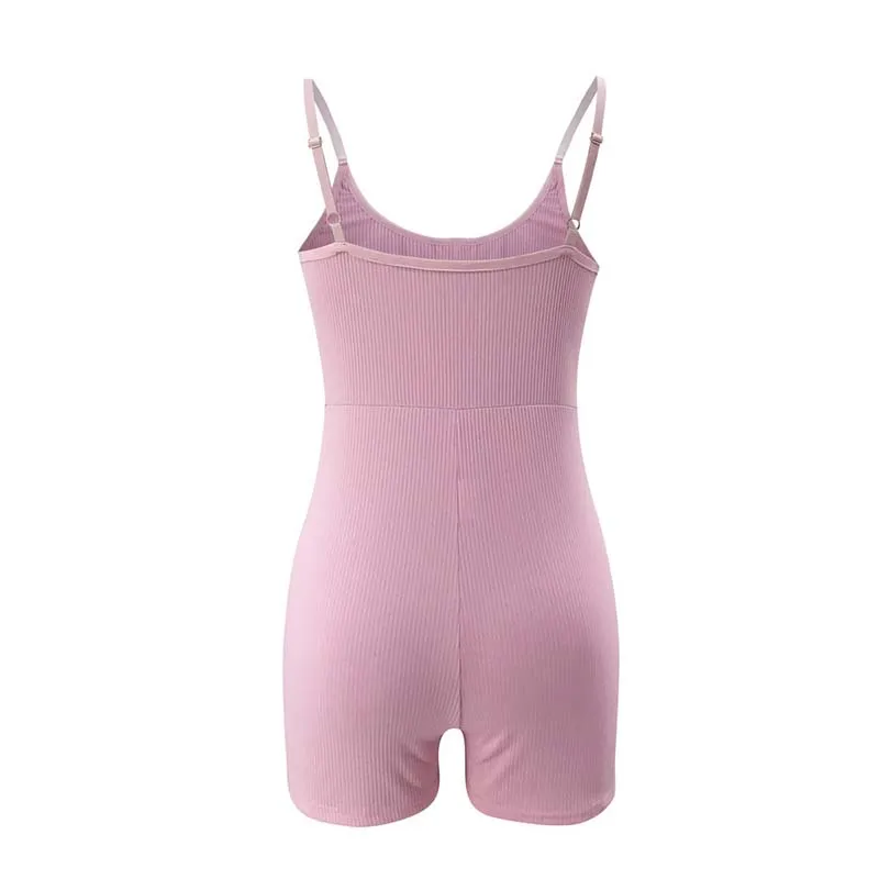 

Women Playsuits Solid Romper Skinny Sexy Spaghetti Strap Playsuits Summer Women Clothing Casual Overall Fitness Playsuits Women