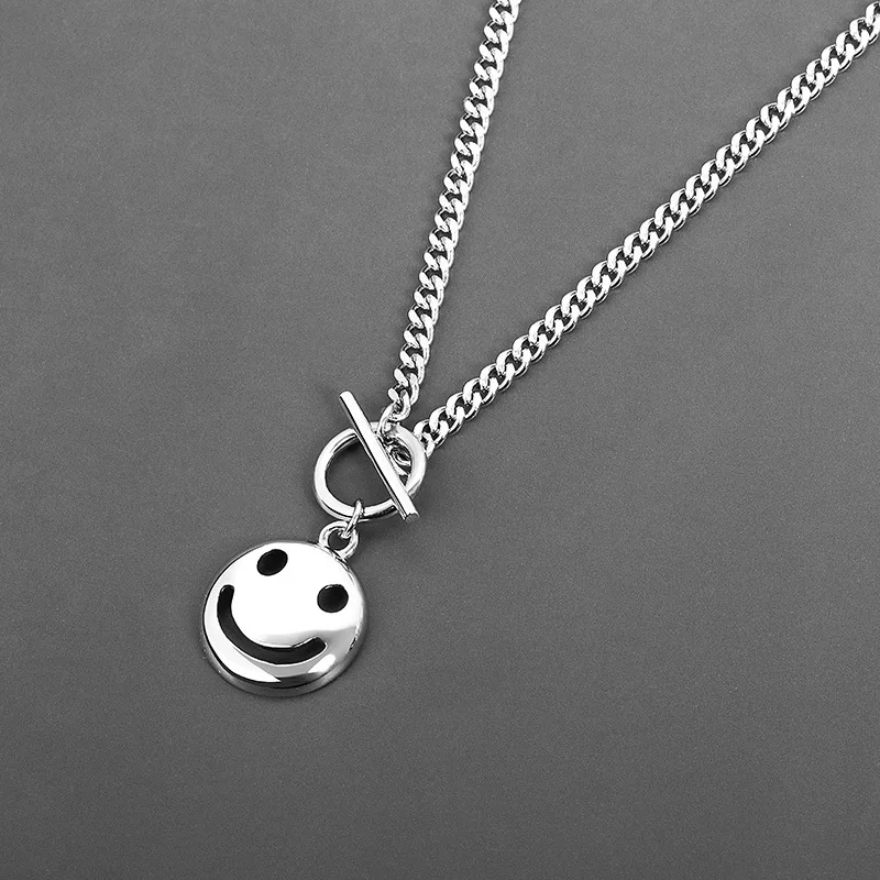 

JMYUMI 925 Sterling Silver New Woman Men Fashion Jewelry High Quality Smile Face Pendant Necklace Length 45CM