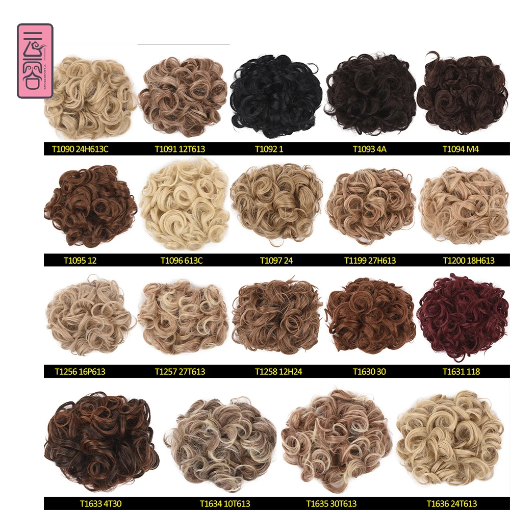 

YUNRONG Synthetic Short Wavy Chignon for Women two Plastic Comb Clips Cover Hairpiece Elastic Rubber Band Bun Hair Accessories