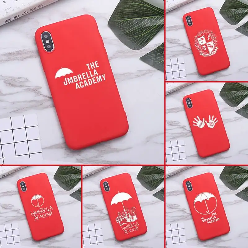 

The Umbrella Academy Phone Case For iPhone XS MAX 11 Pro X XR 7 8 6 Plus Candy Color red Soft Silicone Cover
