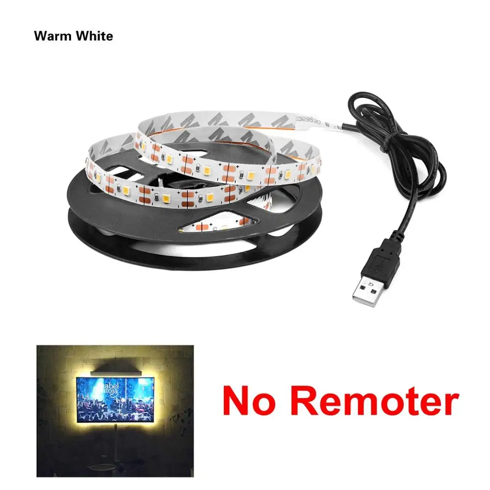 Only Warm Strip USB RGB светодиодный светильник DC 5 В гибкий светодиодный светильник лента ТВ Светильник настольный шкаф задний светильник ing SMD 2835 Светодиодный светильник лента диод - Испускаемый цвет: Only Warm Strip