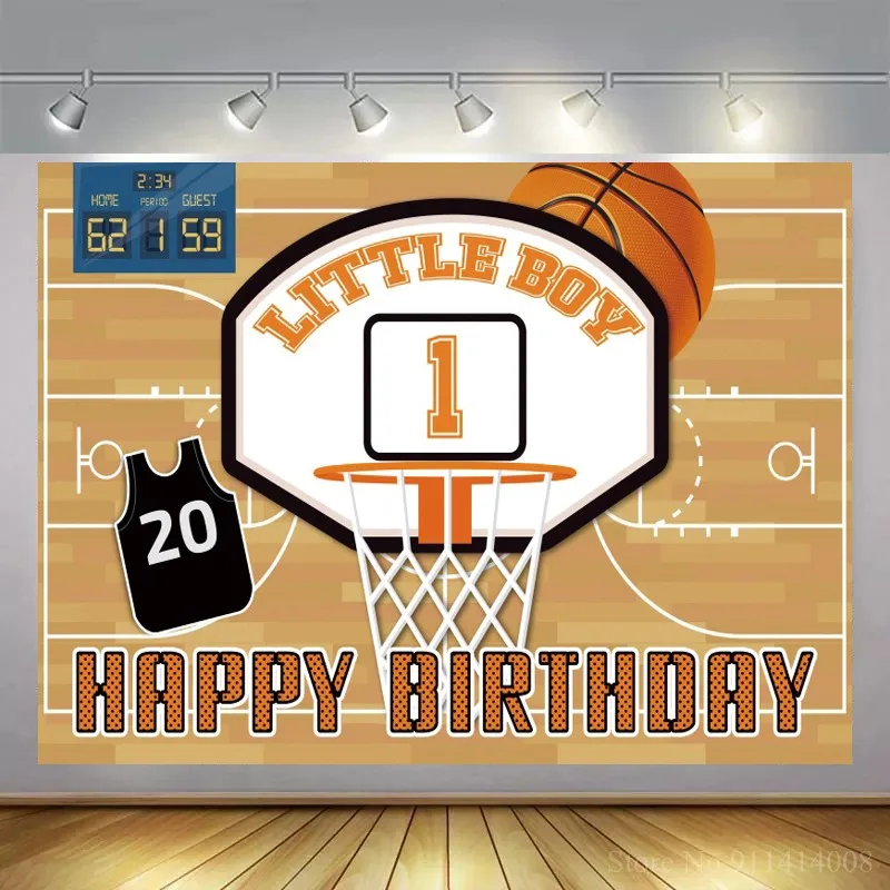 

Виниловый фон с изображением баскетбола для празднования первого дня рождения малыша