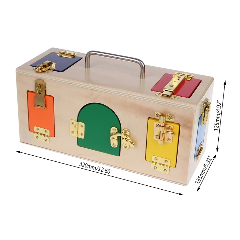 

Montessori Colorful Lock Box Kids Children Educational Preschool Training Toys
