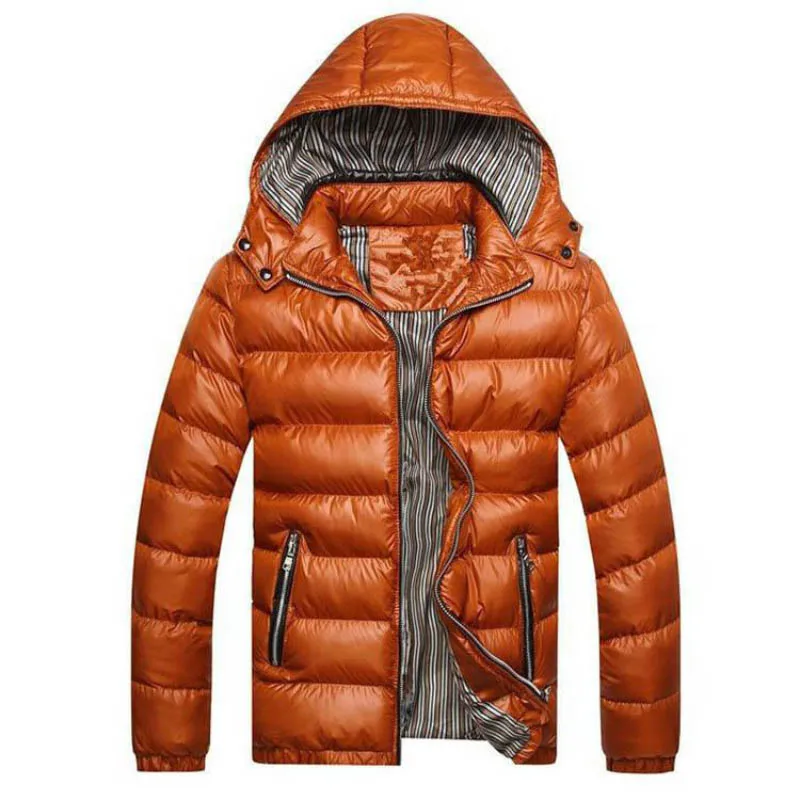 New Style Cotton-padded Warm Jacket Men's Korean Style Stand-up Collar Hoodie Men's Slim-fitting Plus Size Clothes