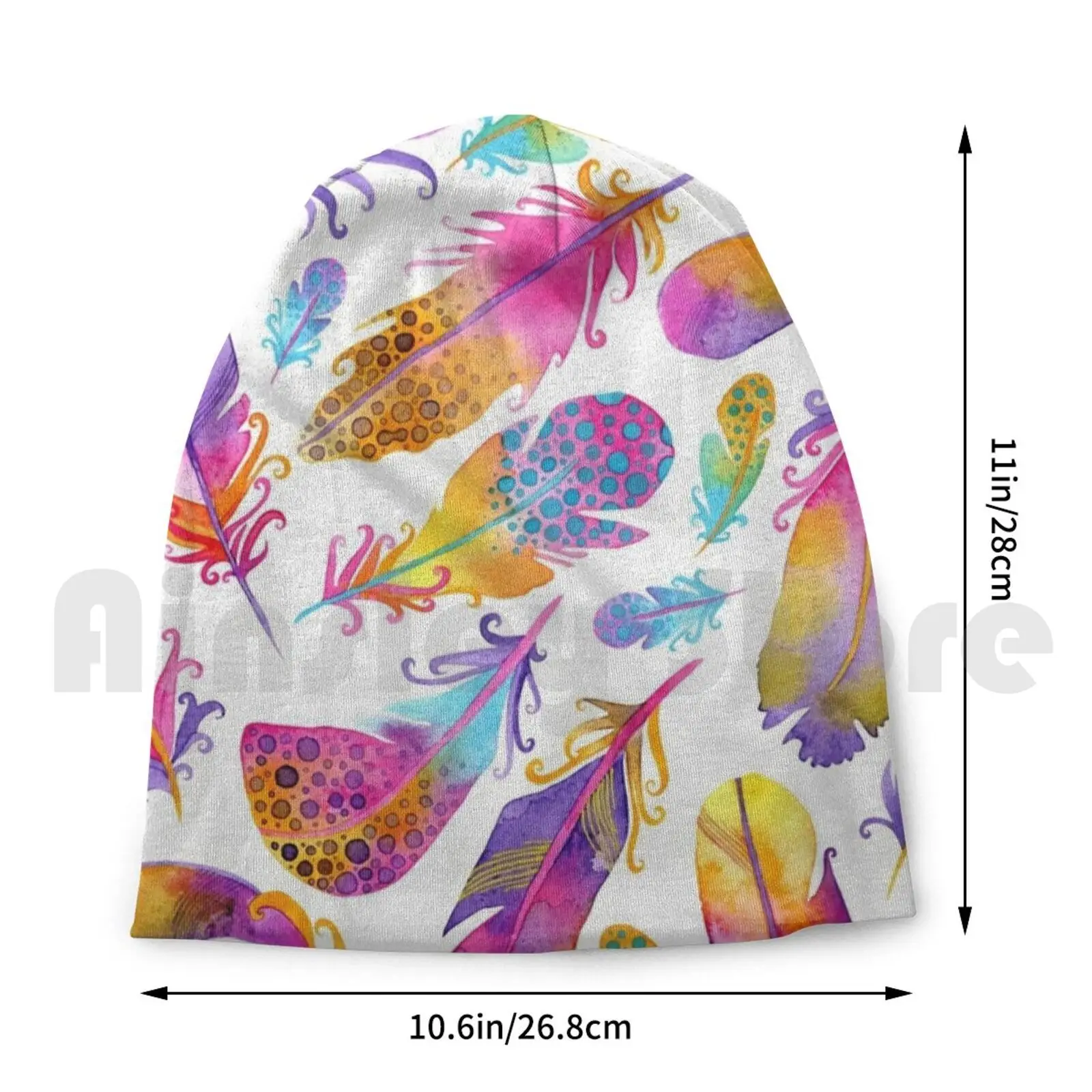 Шапочки пуловеры с рисунком акварельных перьев и заката удобные шапочки