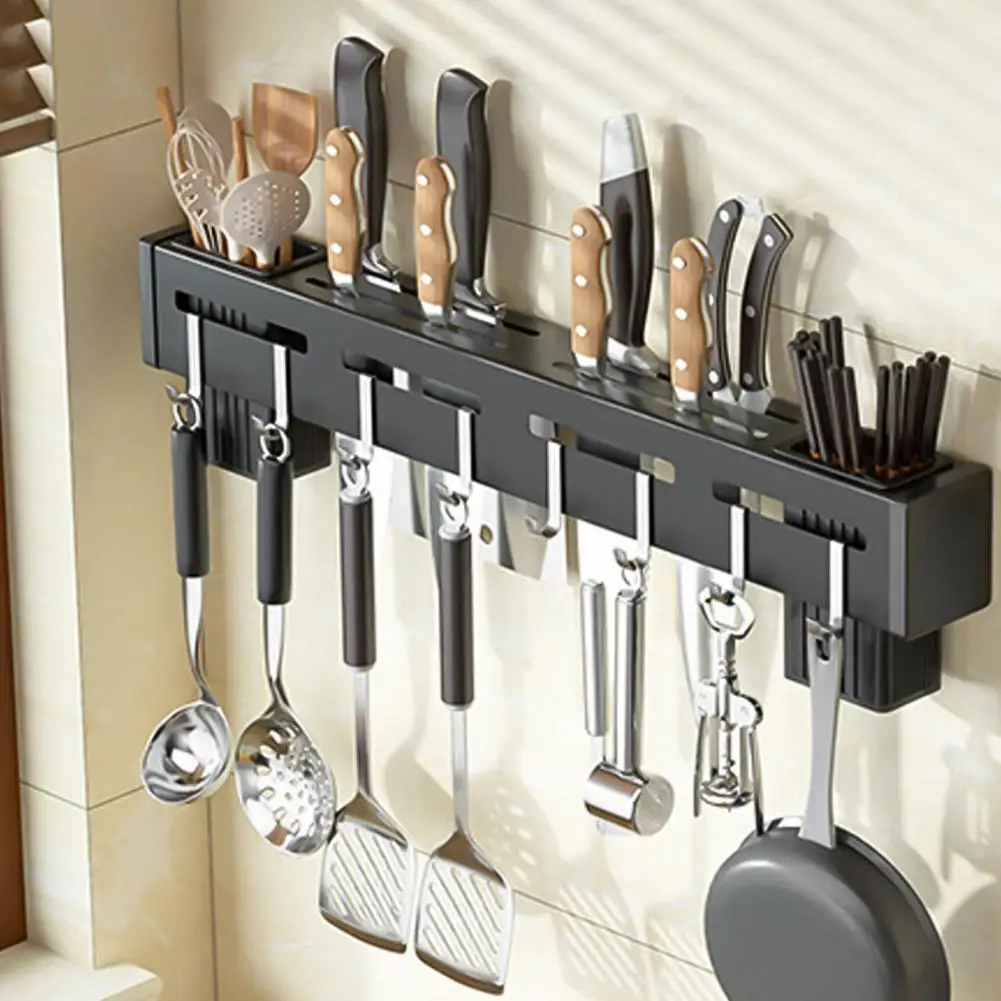 

1 Set Cutters Storage Rack Utensils Holder Wall-mounted Stainless Steel Neatly Organized Home Kitchen Cutter Storage Holder