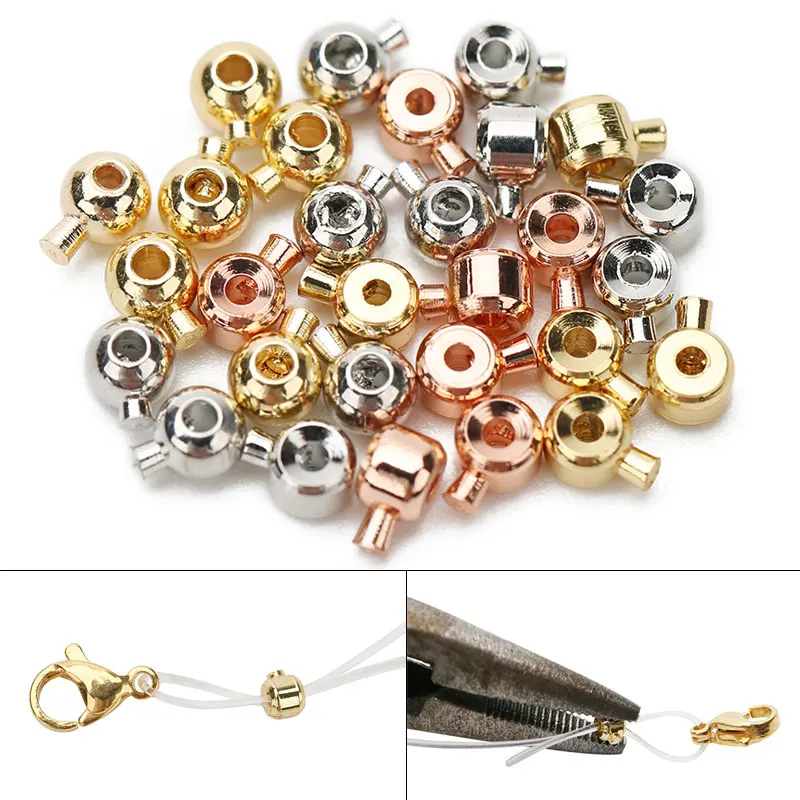 

10pcs/lot Round Copper End Crimp Beads 3mm Metal Golden Color Loose Crimp Stopper Beads For Diy Bracelet Necklace Jewelry Making