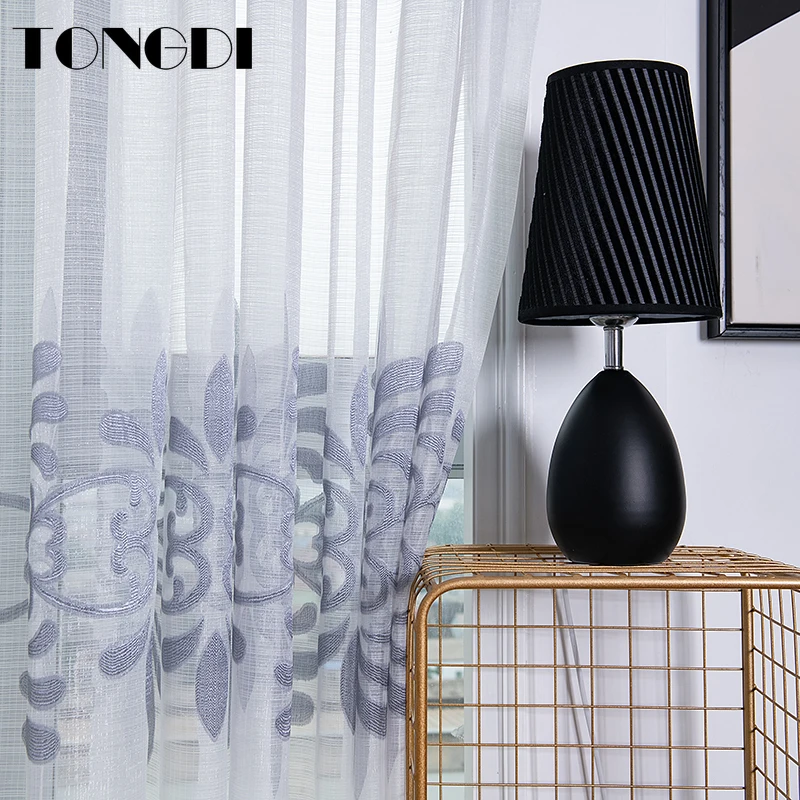Белая Тюлевая занавеска TONGDI с принтом европейские Элегантные прозрачные