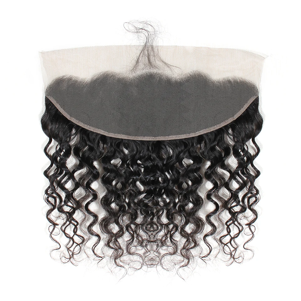 Человеческие волосы с глубокой волной 13x4 Фронтальная застежка предварительно