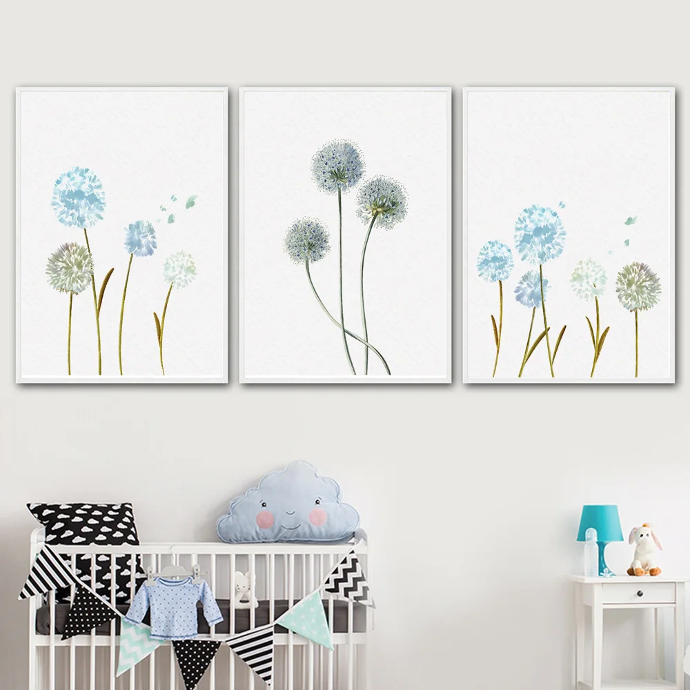 Акварельный Одуванчик Скандинавский современный настенный художественный