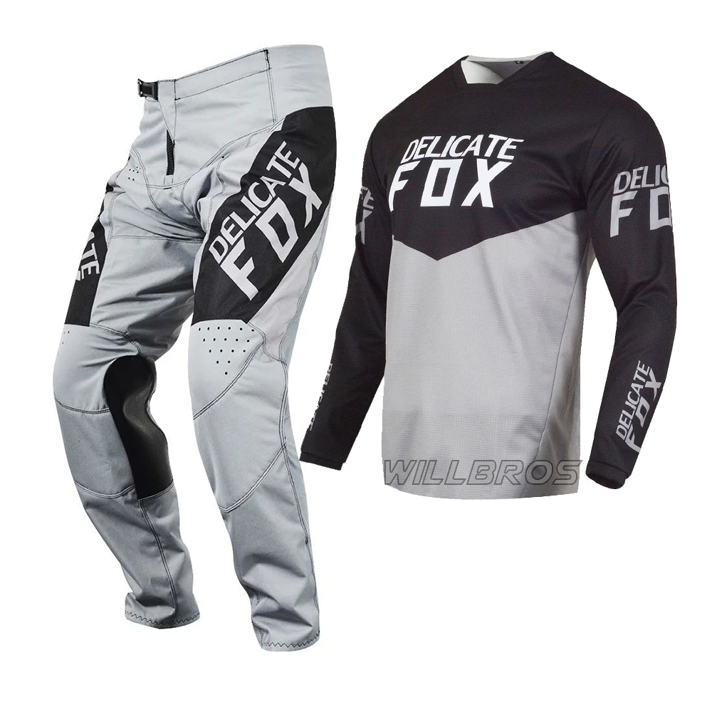 

Комплект одежды из джерси и брюк с изображением лисы 180 Revn MX Combo Enduro Bmx Race, горный велосипед, внедорожный костюм, гоночный костюм, серый костюм ...